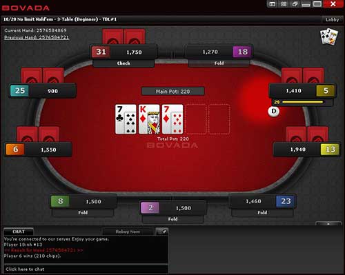 Bovada poker uses the Bodog Network software, where the biggest difference to other online poker sites is the anonymous player policy where the names of other players are not displayed on screen. 